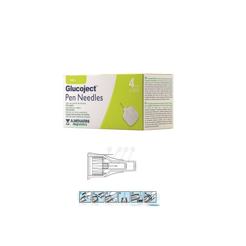 Ago per penna da insulina glucoject lunghezza 4 mm gauge 32100 pezzi