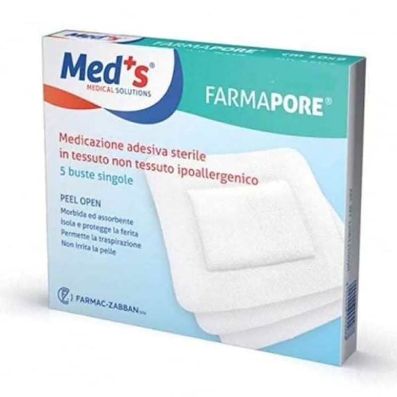 Medicazione meds farmapore adesiva sterile cm15x15 astuccio5 pezzi