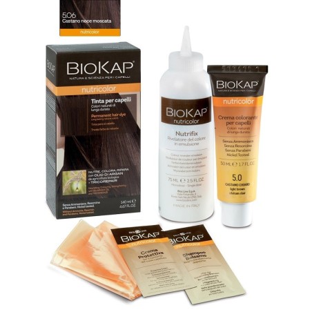 Biokap nutricolor 5,06 castano noce moscata tinta tubo + flacone