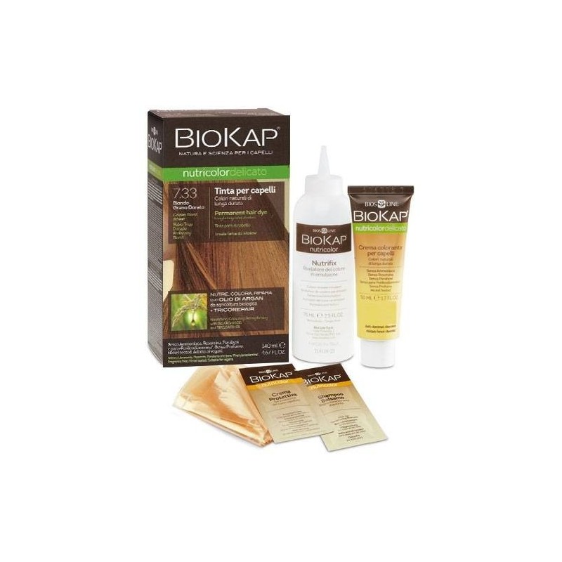 Biokap nutricolor delicato 7,33 new biondo grano dorato tinta 140 ml