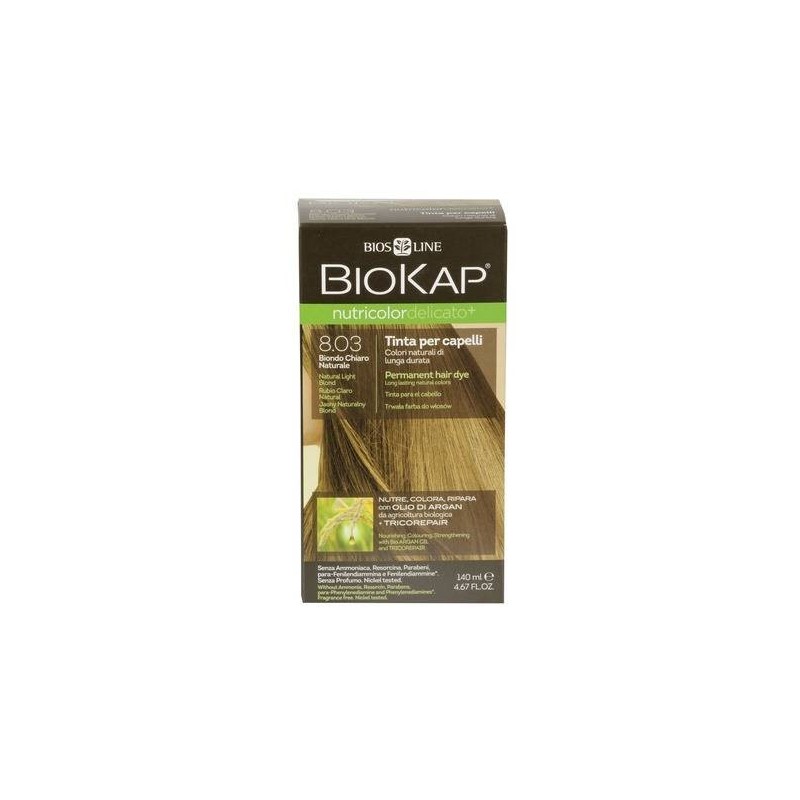 Biokap nutricolor delicato 8,03 new biondo chiaro naturale tinta 140 ml