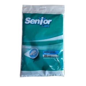 Manopola saponata monouso seniorcare in tnt viscosa/polietilene dimensioni 16x25 cm per detersione di pazienti