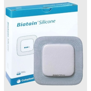 Medicazione biatain in schiuma di poliuretano con bordo adesivo in silicone 7,5x7,5 cm 10 pezzi