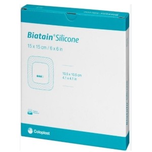 Medicazione biatain in schiuma di poliuretano con bordo adesivo in silicone 15x15 cm 5 pezzi