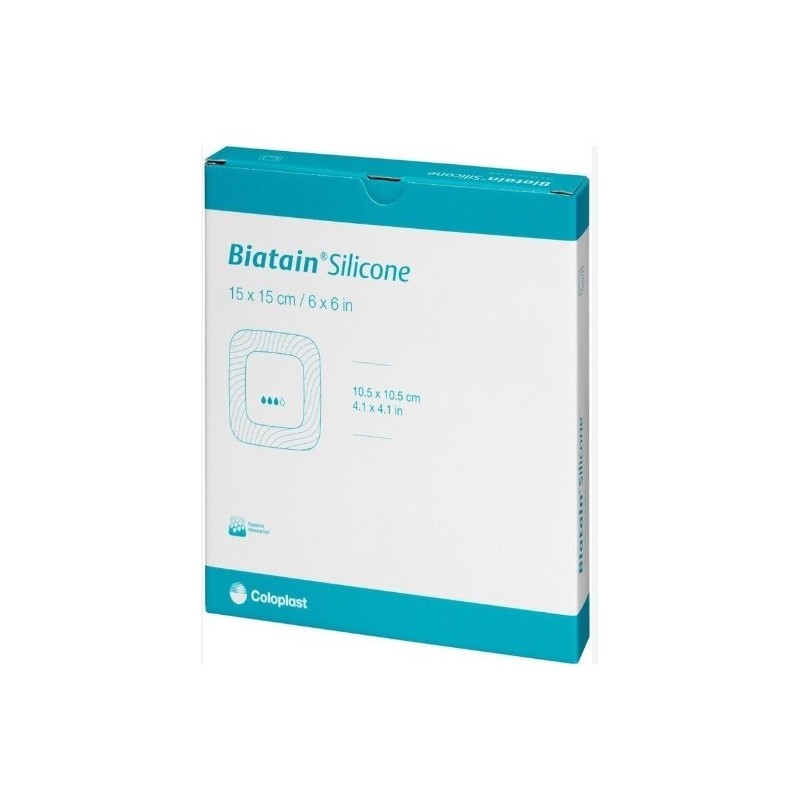 Medicazione biatain in schiuma di poliuretano con bordo adesivo in silicone 15x15 cm 5 pezzi