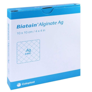 Medicazione biatain in schiuma di poliuretano a rilascio diargento 10x10 cm 5 pezzi