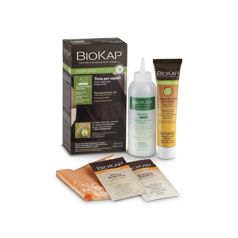 Bios line biokap nutricolor delicato rapid tinta 5,0 castano chiaro naturale 135 ml