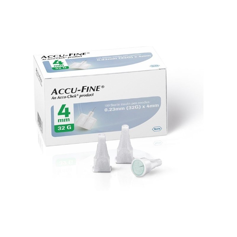 Ago per penna da insulina accu-fine pen needle gauge 32 4 mm100 pezzi
