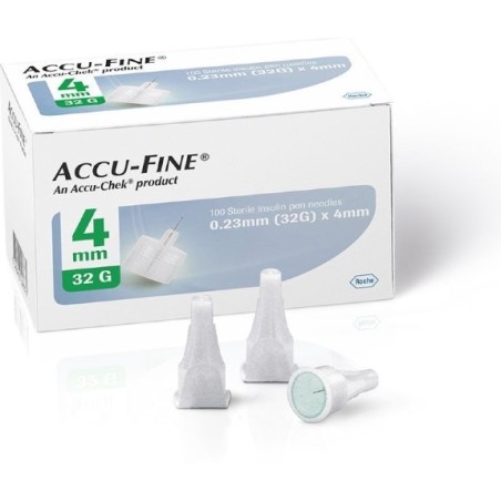 Ago per penna da insulina accu-fine pen needle gauge 32 4 mm100 pezzi