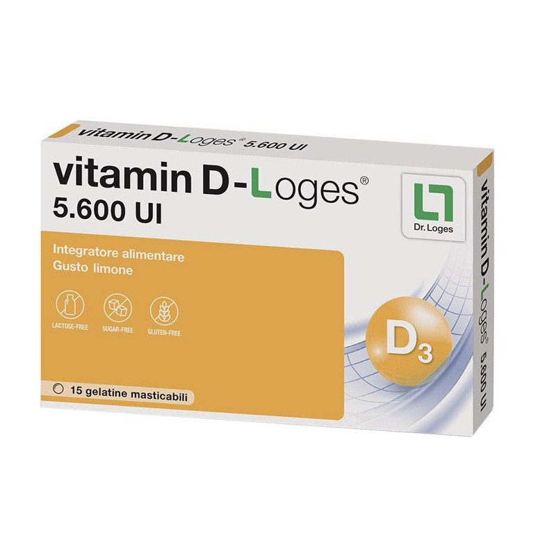 Vitamin d-loges 15 gelatine masticabili gusto limone