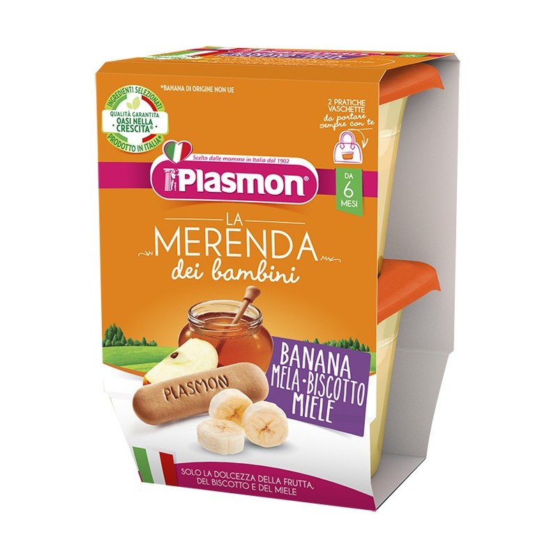 Plasmon la merenda dei bambini merende banana mela biscottomiele asettico 2 x 120 g