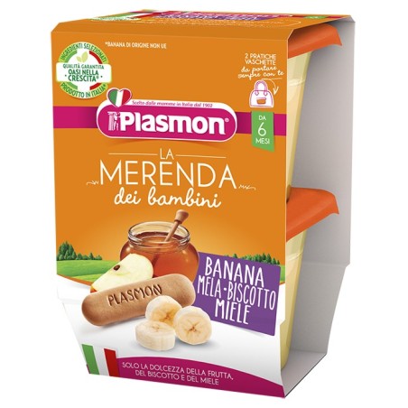 Plasmon la merenda dei bambini merende banana mela biscottomiele asettico 2 x 120 g