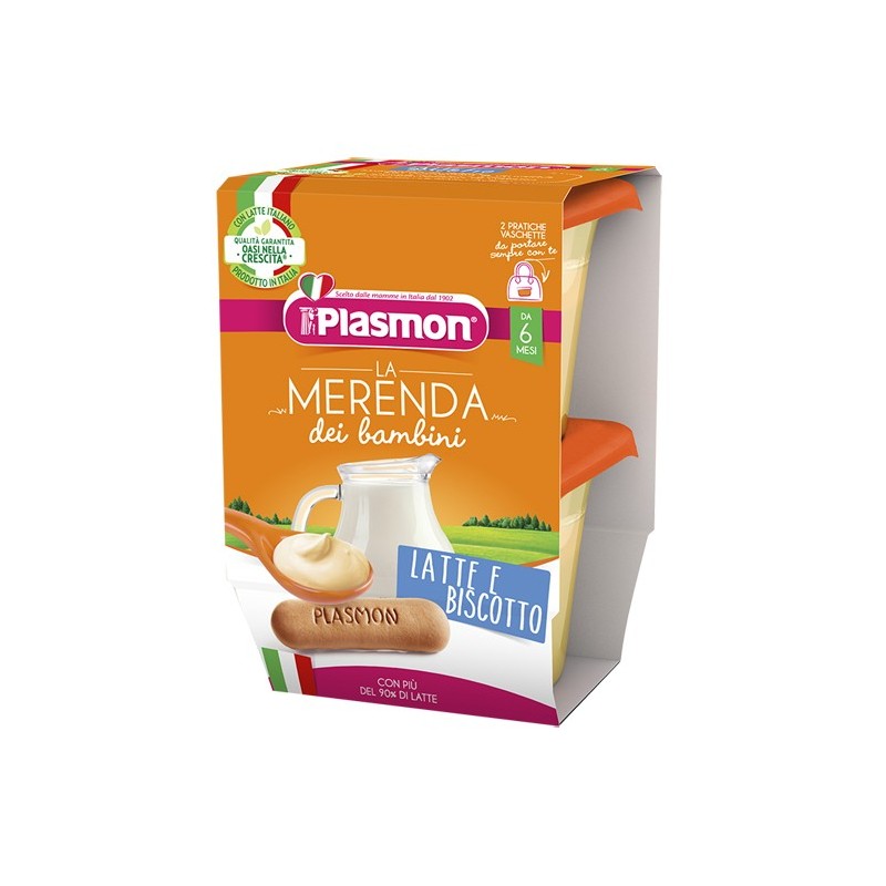 Plasmon la merenda dei bambini merende latte biscotto asettico 2 x 120 g