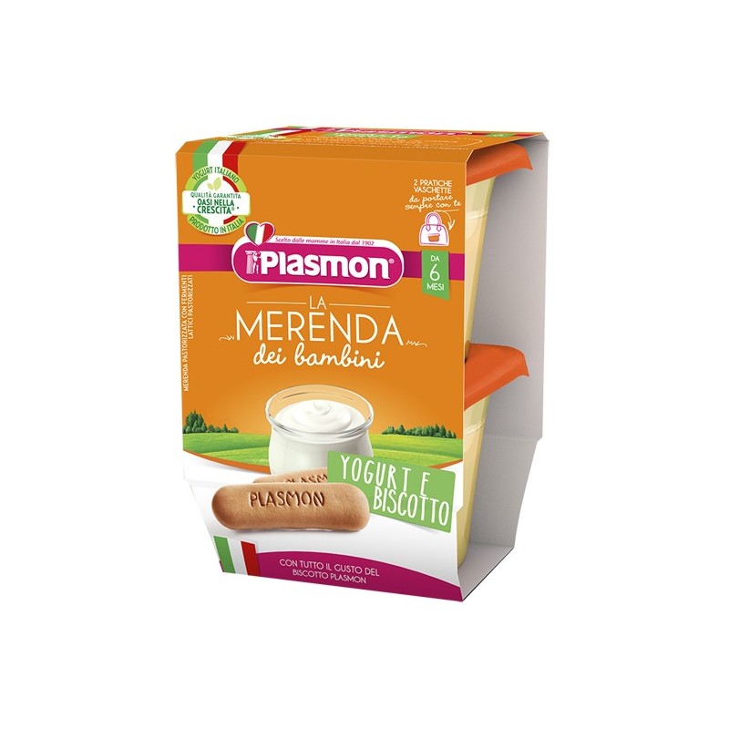 Plasmon la merenda dei bambini sapore di natura yogurt biscotto asettico 2 x 120 g