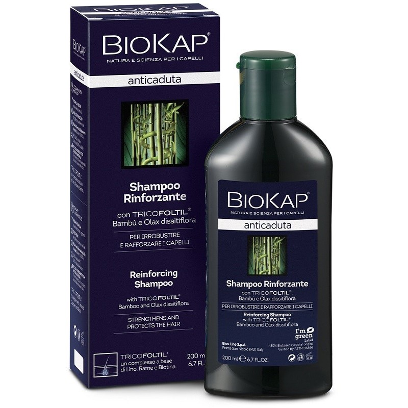 Biokap shampoo rinforzante anticaduta con tricofoltil nuovaformula 200 ml Biokap shampoo rinforzante anticaduta con tricofoltil nuovaformula 200 ml