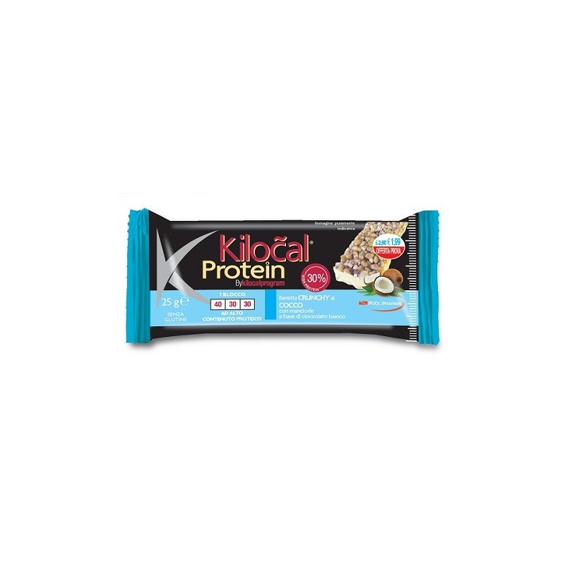 Kilocal protein barretta cioccolato bianco cocco 25 g
