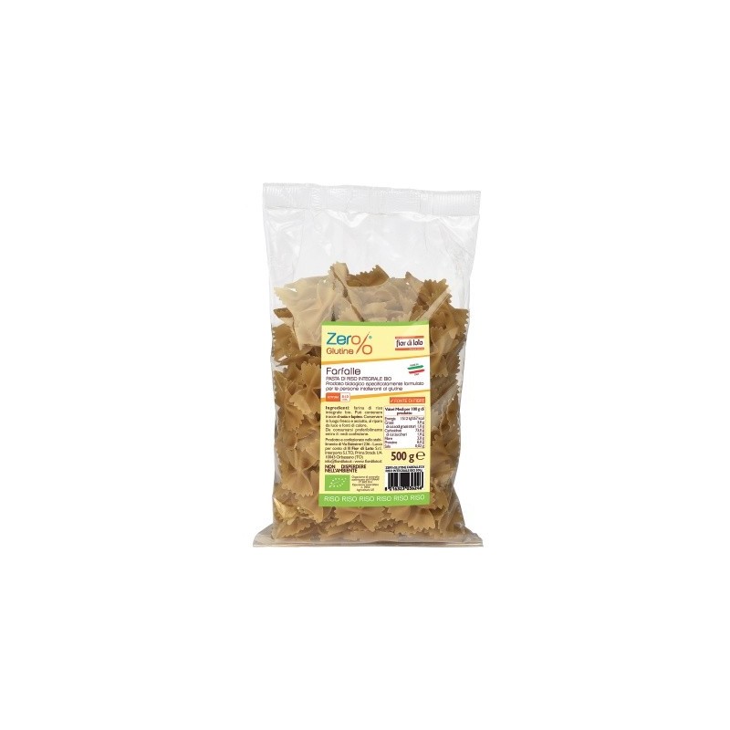 Zer% glutine farfalle di riso integrale bio 500 g