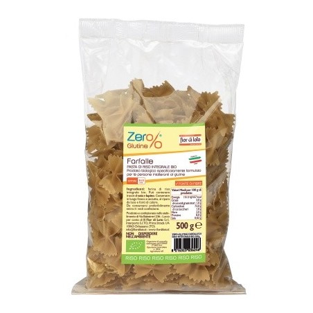 Zer% glutine farfalle di riso integrale bio 500 g