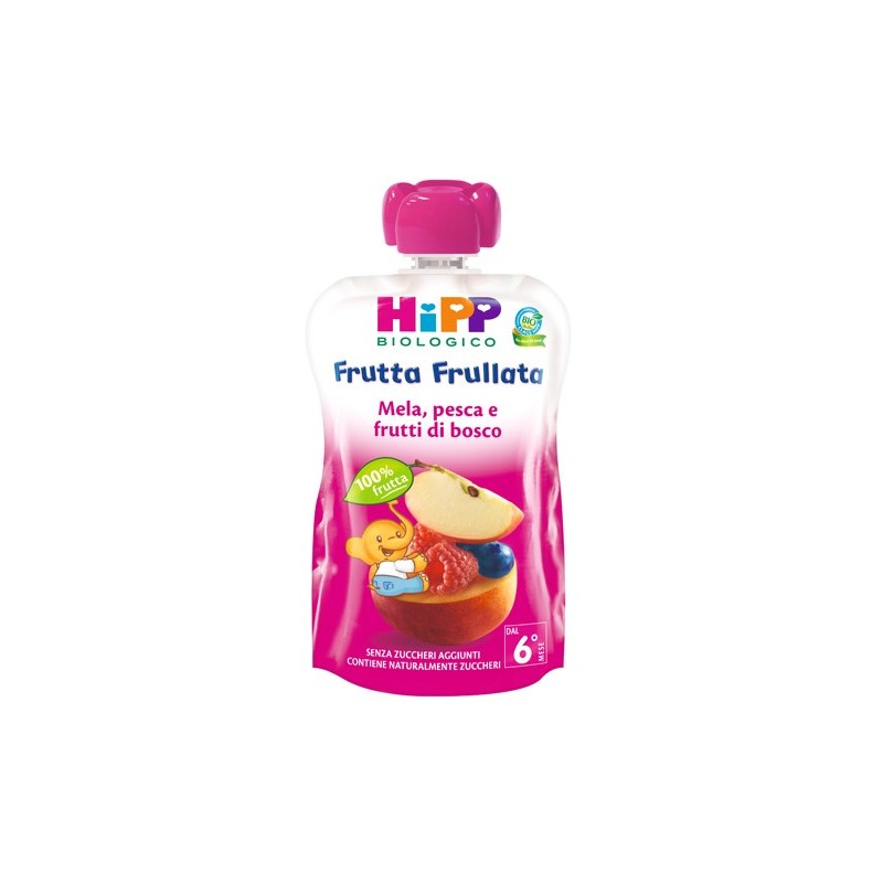 Hipp bio frutta frullata mela pesca frutti di bosco 90 g
