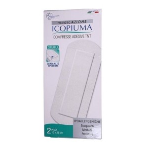 Benda compressa adesiva icopiuma in tessuto non tessuto 10 x25 cm 2 pezzi