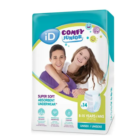 Pannolino id comfy junior 24-47 kg 8-15 anni 14 pezzi