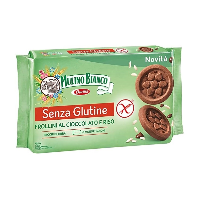 Mulino bianco senza glutine frollini al cioccolato e riso 6monoporzioni da 41,66 g