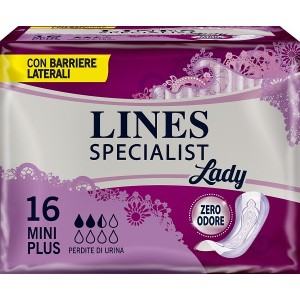 Assorbenti per incontinenza lines specialist lady mini plus16 pezzi