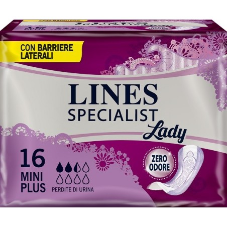 Assorbenti per incontinenza lines specialist lady mini plus16 pezzi