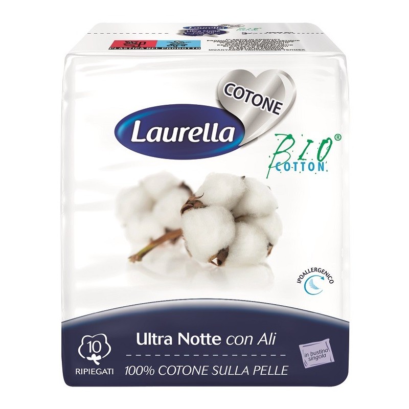Assorbente laurella per donna in cotone ultra ali notte 10 pezzi
