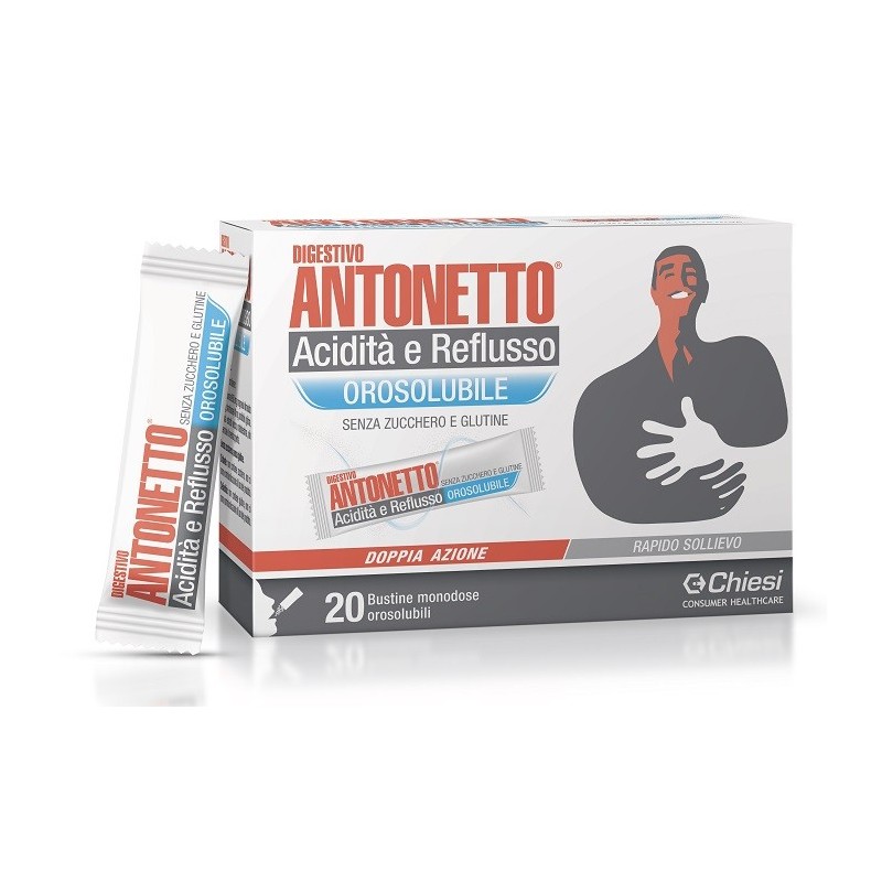 Digestivo antonetto acidita' e reflusso orosolubile 20 bustine