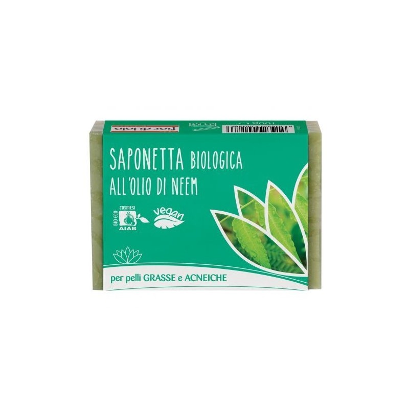 Fior di loto saponetta all'olio di neem per pelli grasse e impure 100 g