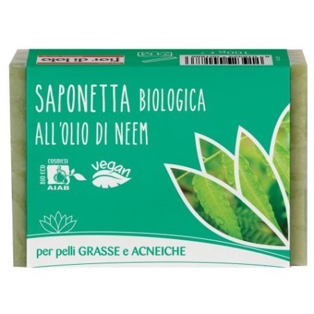 Fior di loto saponetta all'olio di neem per pelli grasse e impure 100 g