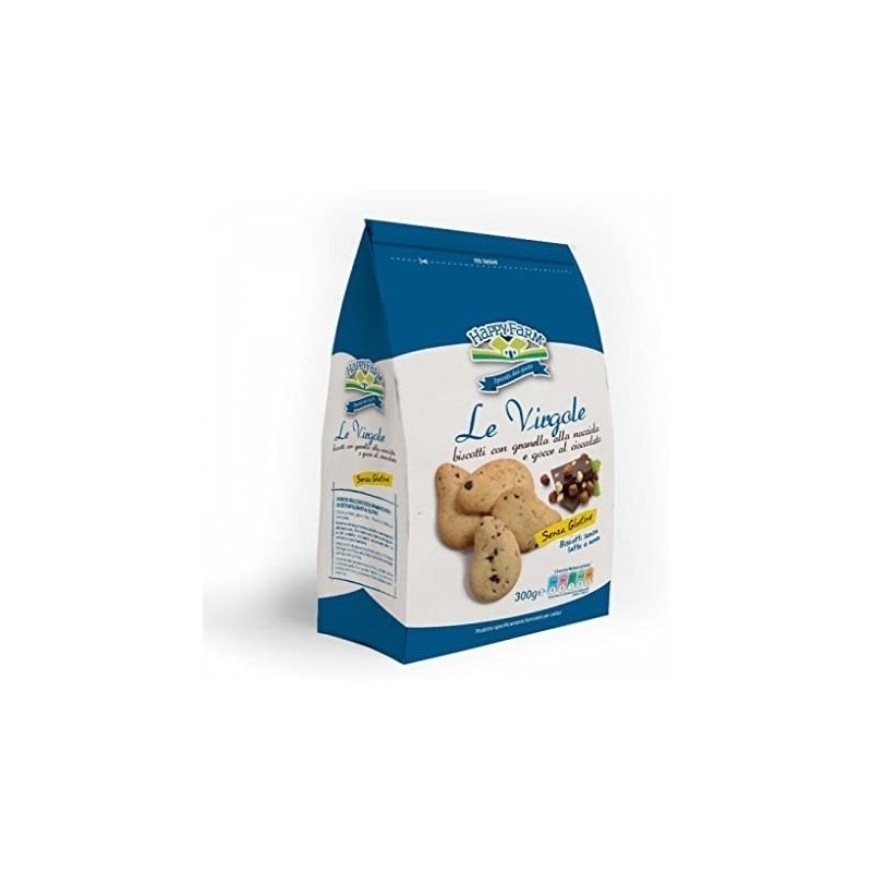 Happy farm virgole gocce cioccolata e granella nocciole 200g