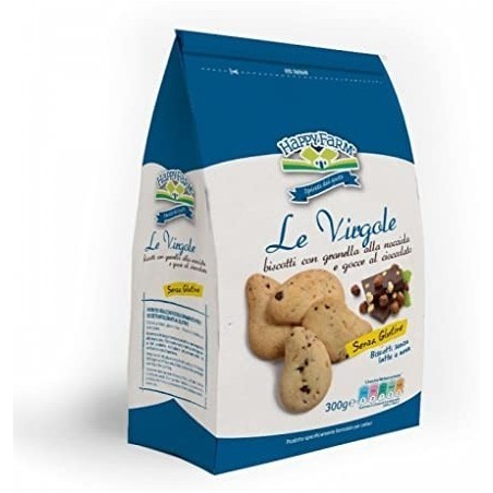 Happy farm virgole gocce cioccolata e granella nocciole 200g