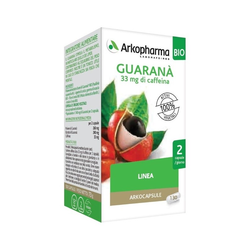 Arko capsule guarana' bio 130 capsule