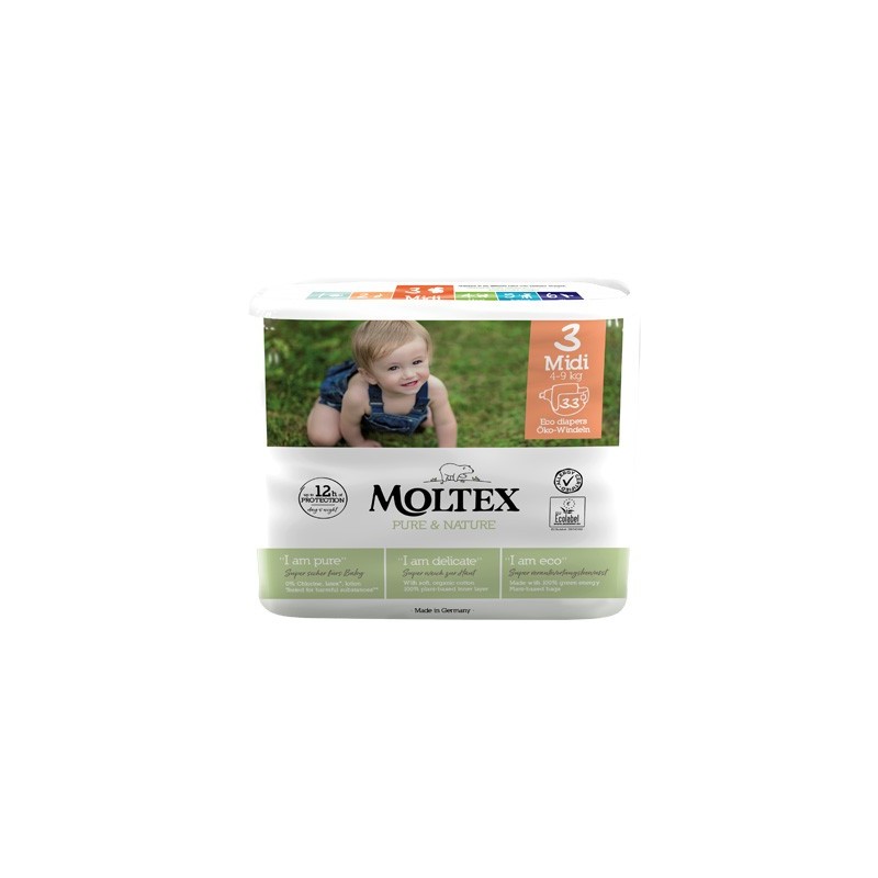 Pannolini moltex pure & nature midi 4-9 kg taglia 3 33 pezzi