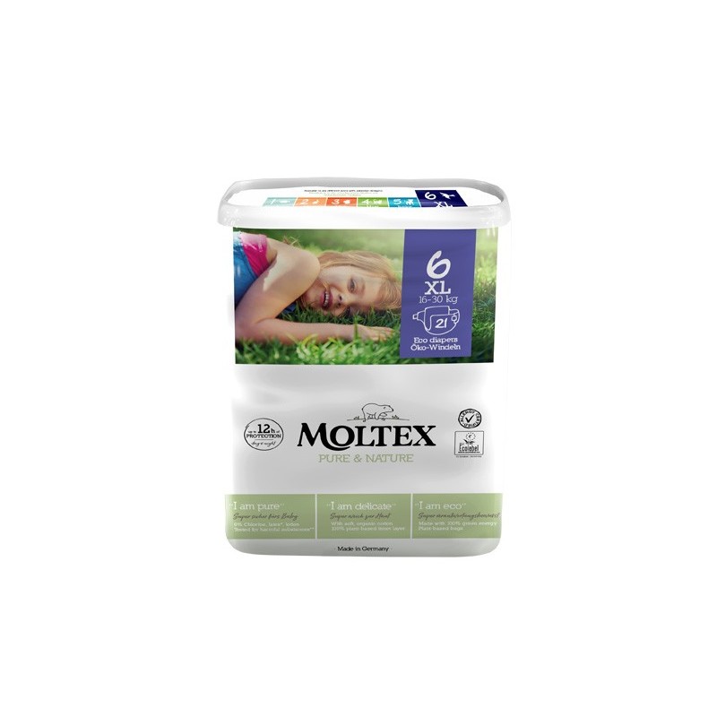 Pannolini moltex pure & nature extra large tg 13/18 kg 6 pezzi