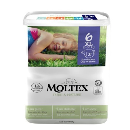 Pannolini moltex pure & nature extra large tg 13/18 kg 6 pezzi