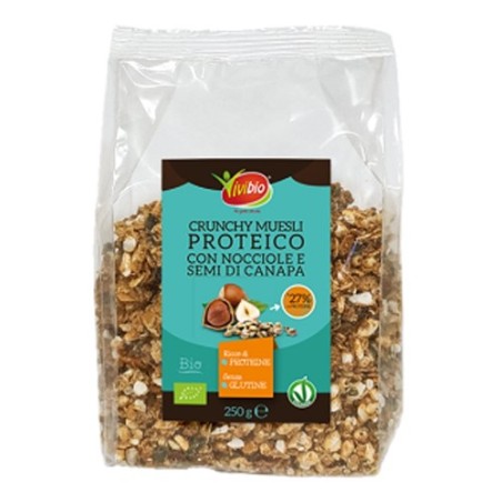 Vivibio crunchy proteico con nocciole e semi di canapa 250 g