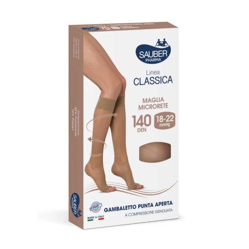 Sauber gambaletto open toe 140 denari maglia liscia neutro beige taglia 3