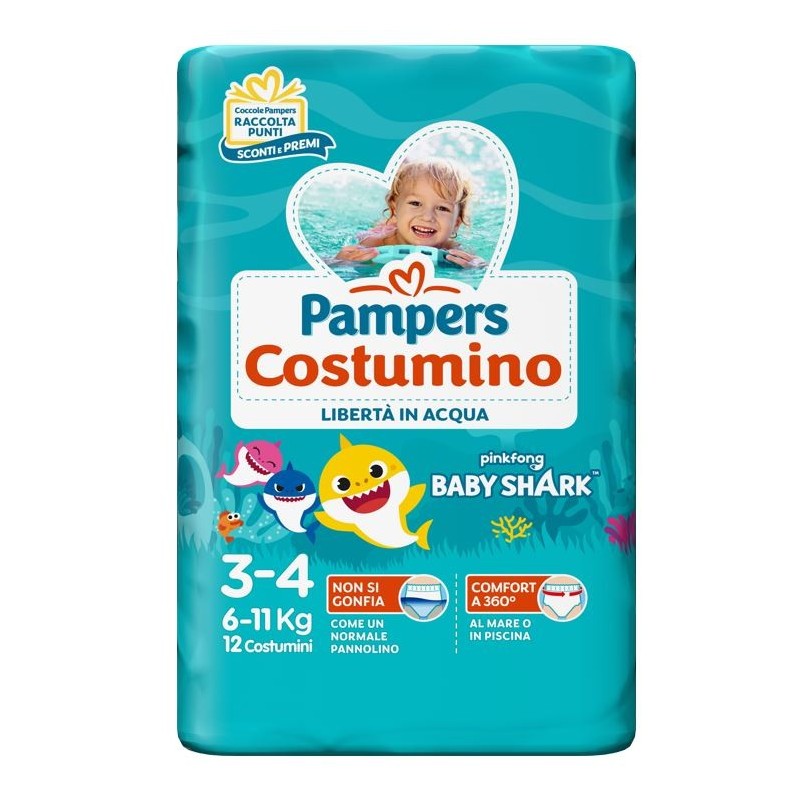 Pampers costumino baby shark cp s3-4 12 pezzi