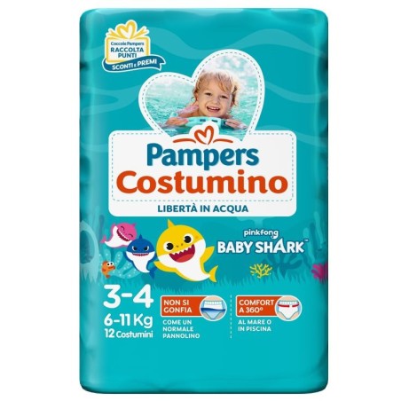 Pampers costumino baby shark cp s3-4 12 pezzi