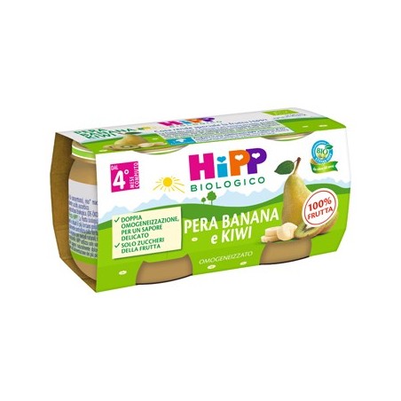 Hipp bio omogeneizzato kiwi/banana/pera 2x80 g