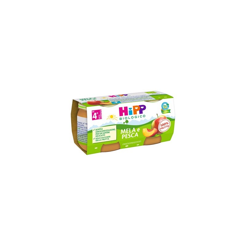 Hipp bio omogeneizzato mela/pesca 2 x 80 g