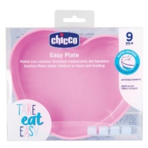 Chicco piatto cuore ventosa silicone rosa
