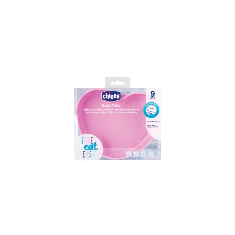 Chicco piatto cuore ventosa silicone rosa