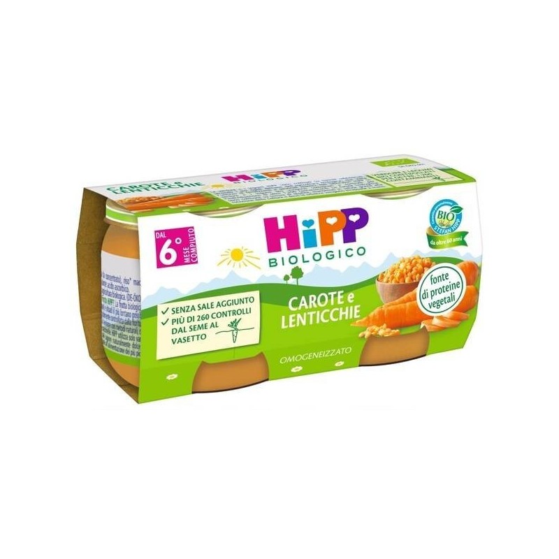Hipp bio omogeneizzato carote/lenticchie 2x80 g Hipp bio omogeneizzato carote/lenticchie 2x80 g