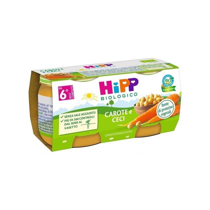 Hipp bio omogeneizzato carote/ceci 2x80 g