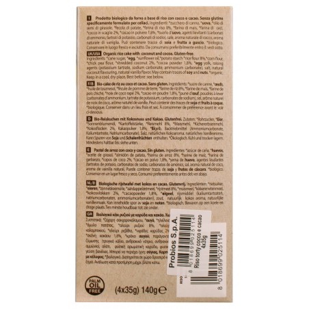 Probios riso torty cocco cacao 140 g Probios riso torty cocco cacao 140 g