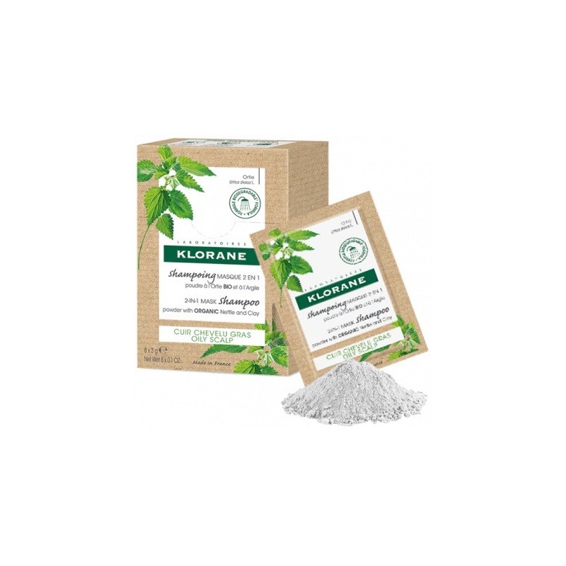 Klorane shampoo maschera lavante polvere ortica 8 bustine 3g